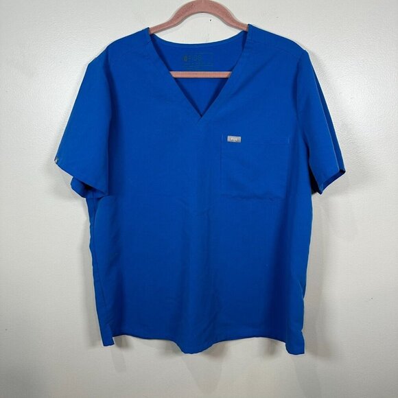 FIGS Catarina One-Pocket Scrub Top Womens Size 2XL XXL Blue V Neck Nurse - Picture 1 of 7
